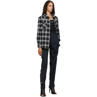 Shop Off-white Grey Check Boxy Shirt In Black