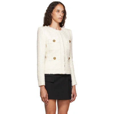 Balmain Tweed Pads Jacket In White | ModeSens