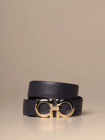 Shop Ferragamo Belt In Leather In Blue