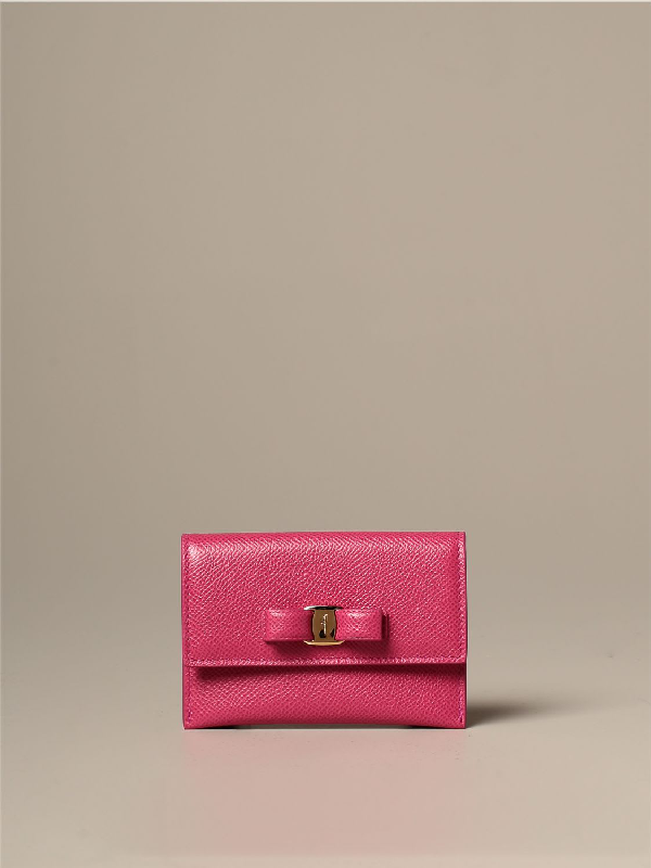 Salvatore Ferragamo Credit Card Holder In Leather In Fuchsia | ModeSens