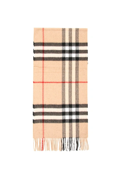 Shop Burberry Giant Check Scarf In Camel Check (beige)