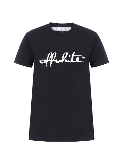 Shop Off-white Script Logo Cotton T-shirt In Black White