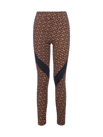 Shop Burberry Madden Monogram-print Stretch Jersey Leggings In Bridle Brown Ip Pttn