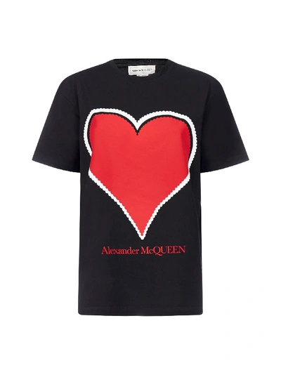 Shop Alexander Mcqueen Print And Logo Cotton T-shirt In Black