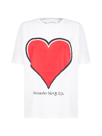 Shop Alexander Mcqueen Print And Logo Cotton T-shirt In White