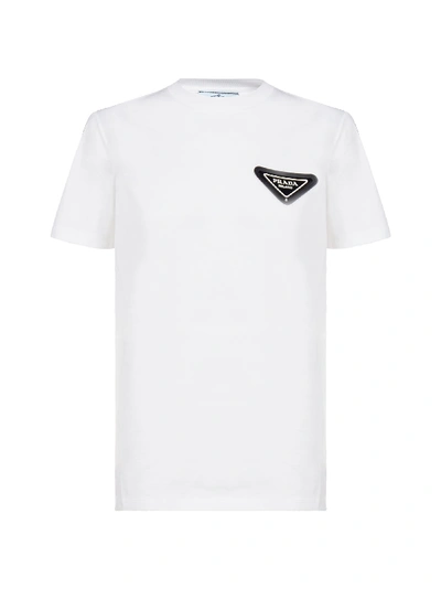 Shop Prada Short Sleeve T-shirt In Bianco