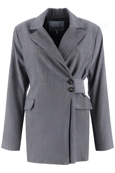 Shop Ganni Melange Blazer In Paloma Melange (grey)