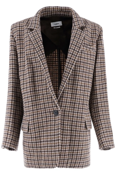 Shop Isabel Marant Étoile Kaito Houndstooth Jacket In Beige (brown)