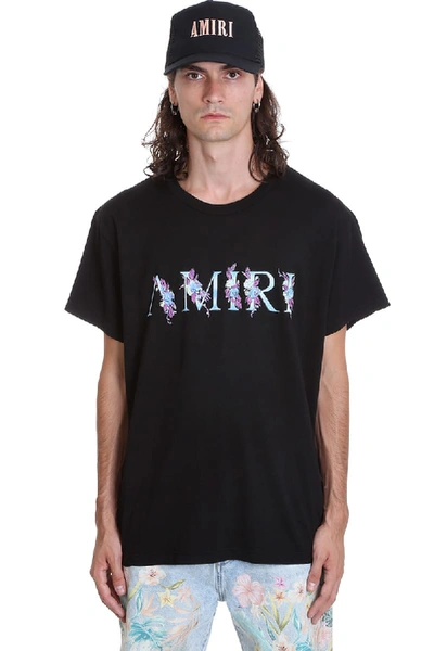 Shop Amiri Floral  T-shirt In Black Cotton