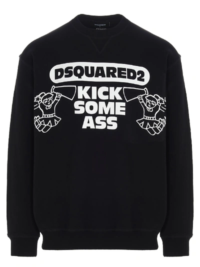 Shop Dsquared2 Kick Some Ass Sweatshir In Black
