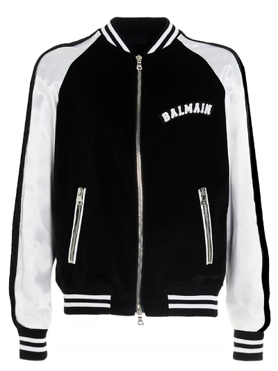 Shop Balmain Jacket In Nero Bianco