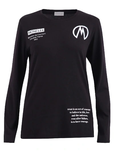 Shop Moncler Branded T-shirt In Black