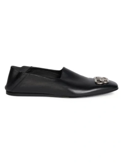 Shop Balenciaga Men's Cosy Bb Leather Loafers In Black Nickel