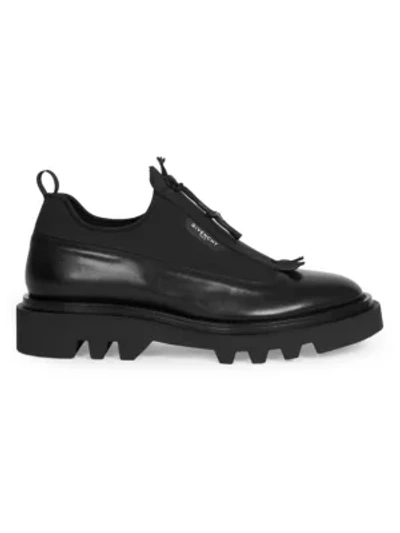 Shop Givenchy Combat Derby Leather Zip-up Shoes In Black