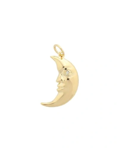 Shop Ooak Moon Charm Woman Pendant Gold Size - Brass, 18kt Gold-plated, Zirconia