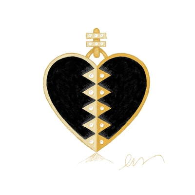 Shop Harwell Godfrey Black Onyx Heart To Benefit Naacp In Yellow Gold / Black Onyx / White Diamonds