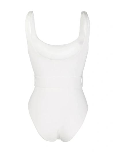 Shop Zimmermann Bells Belted Swimsuit In White