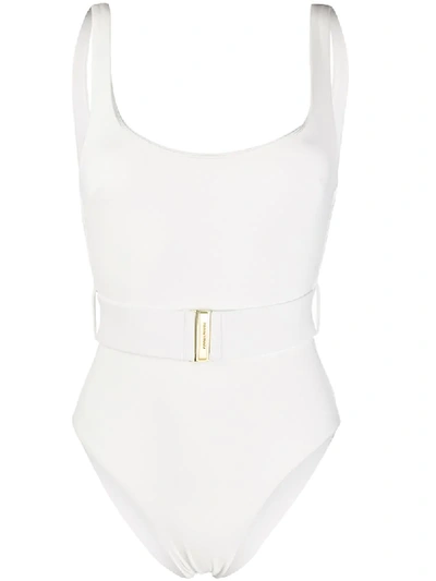 Shop Zimmermann Bells Belted Swimsuit In White