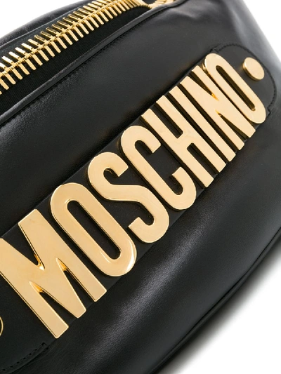 Shop Moschino Lettering Logo Plaque Belt Bag In Black