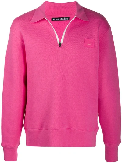Shop Acne Studios Logo-patch Oversized Sweatshirt In Pink
