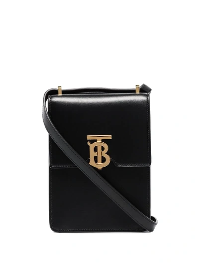 Shop Burberry Valencia Leather Crossbody Bag In Black