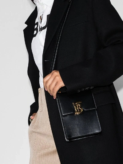 Shop Burberry Valencia Leather Crossbody Bag In Black