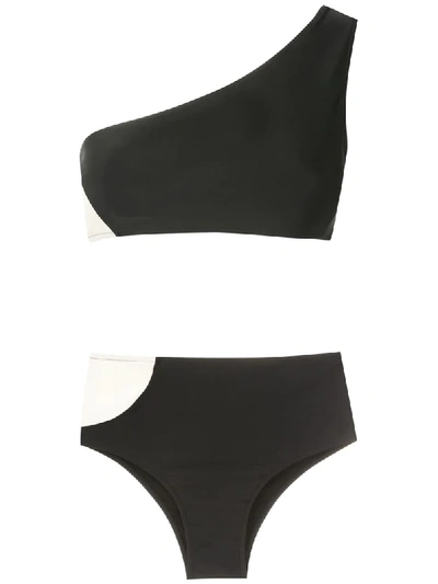 Shop Osklen Asymmetric One Shoulder Bikini Set In Black