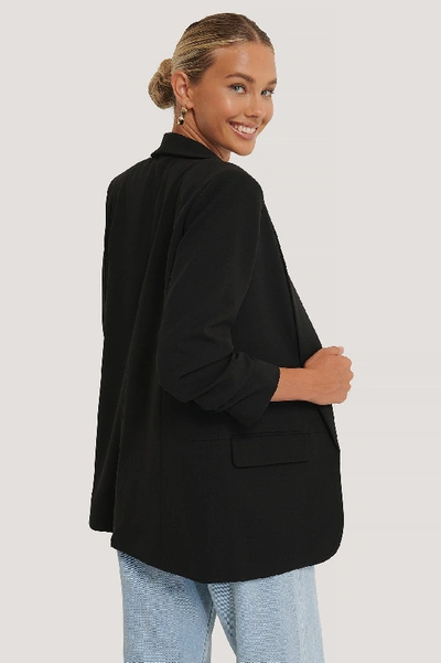 Shop Na-kd Classic Gathered Sleeve Blazer Black