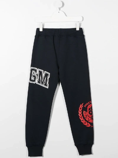 Msgm Logo Print Cotton Sweatpants In Blue