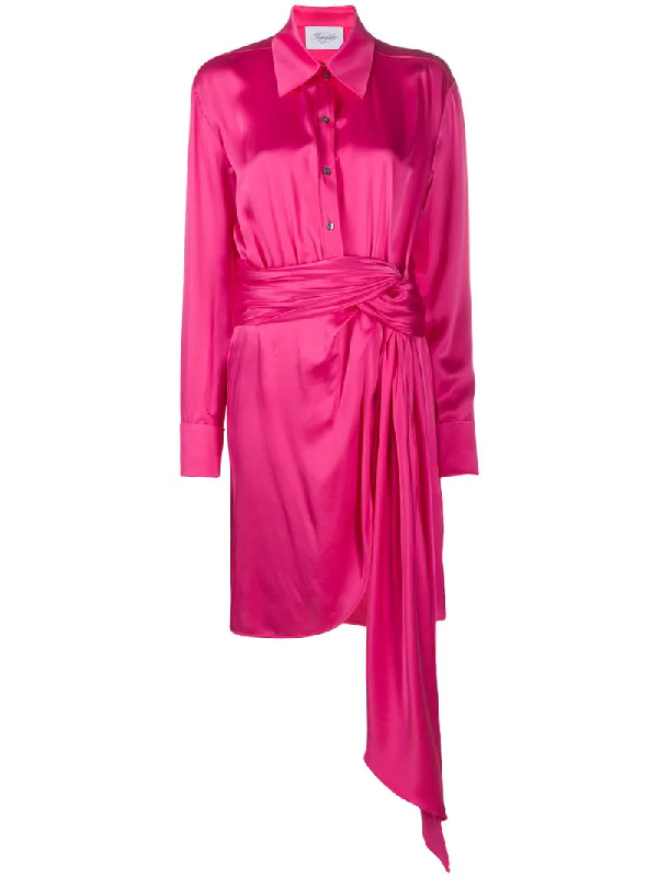 pink silk shirt dress