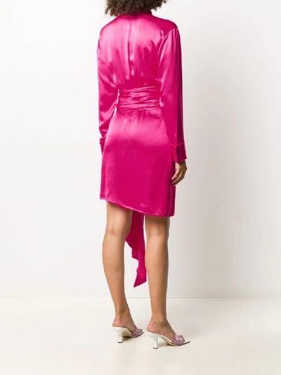 Shop Redemption Tie-waist Silk Shirt Dress In Pink