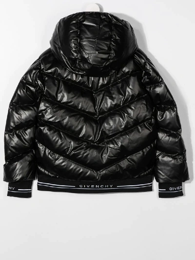 Shop Givenchy Teen Hooded Puffer Jacket In Black