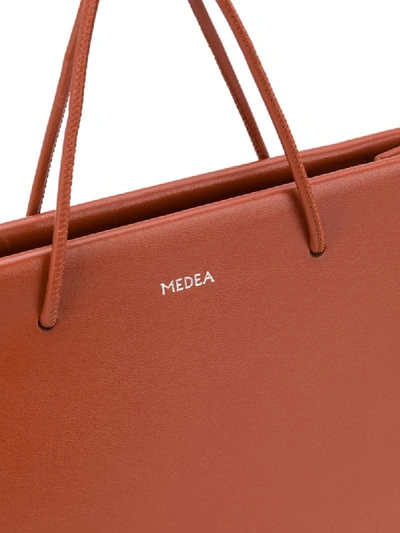 Shop Medea Rectangle Mini Leather Tote Bag In Brown