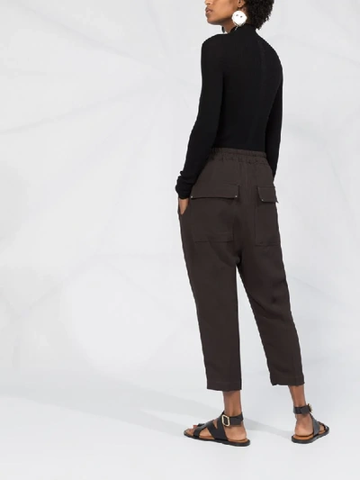 Shop Rick Owens Cropped Drawstring Trousers In Brown