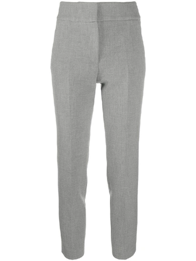 Shop Peserico High-waisted Cropped Trousers In Grey