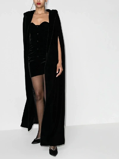 Shop Saint Laurent Maxi Open Front Cape In Black