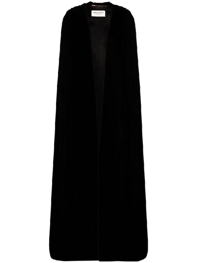 Shop Saint Laurent Maxi Open Front Cape In Black