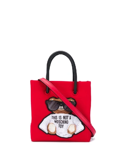 Shop Moschino Mini Teddy Bear Tote In Red