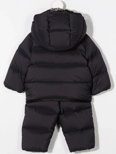 Shop Moncler Feather-down Hooded Tracksuit In Blue