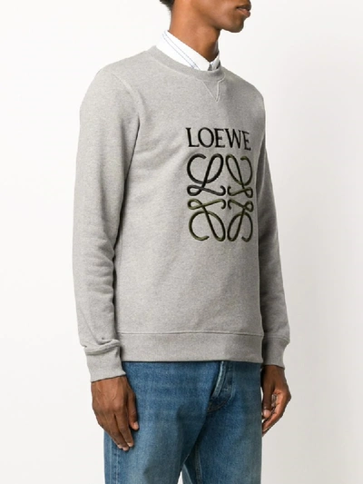 Shop Loewe Anagram-embroidered Sweatshirt In Grey