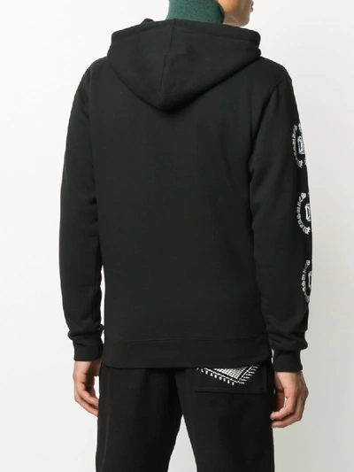 Shop Pleasures Logo-print Zip-up Hoodie In Black