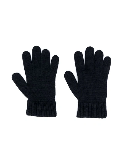 Shop Emporio Armani Logo Patch Gloves In Blue