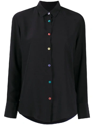Shop Ps By Paul Smith Pointed Collar Silk Shirt In Black
