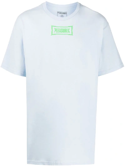 Shop Pleasures Liberation Logo-print T-shirt In Blue