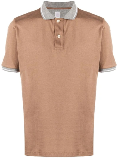 Shop Eleventy Contrast-collar Polo Shirt In Neutrals