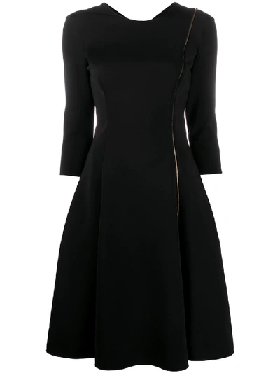 Shop Versace Zip Accent Short Dress In Black