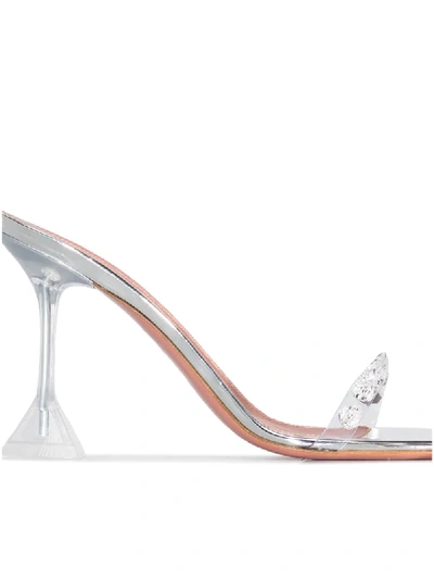 Shop Amina Muaddi Julia 95mm Crystal Stud Sandals In White