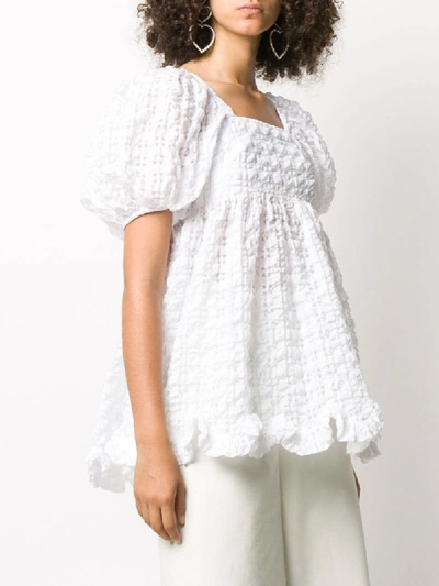 Shop Cecilie Bahnsen Puff-sleeve Chiffon Top In White