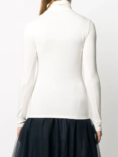 Majestic Roll-neck Knitted Top In Neutrals