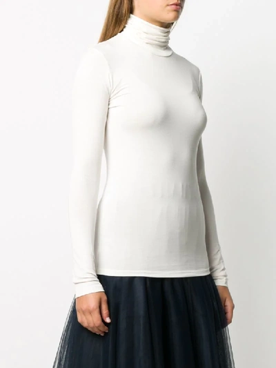 Majestic Roll-neck Knitted Top In Neutrals